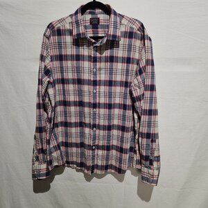 UNTUCKit Blue Red Plaid Button-Up Shirt Classic Preppy Academia